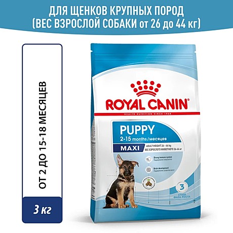 Корм для собак Royal Canin Maxi Puppy Корм сухой для щенков крупных размеров до 15 месяцев,3 кг